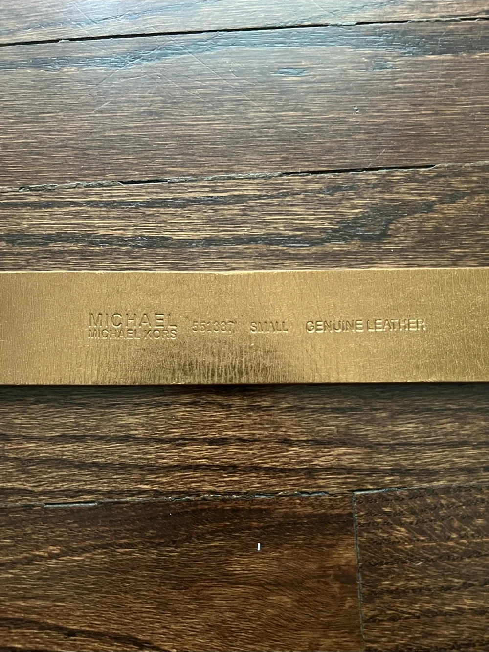 Michael Kors Leather Belt with Gold MK Circle Buckle